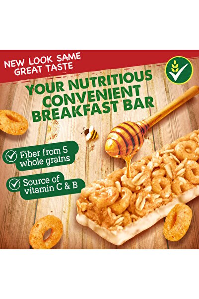 Nestle Honey Cheerios Wholegrain Breakfast Cereals Bars 22 gNutritious Snack with Five Whole Grains