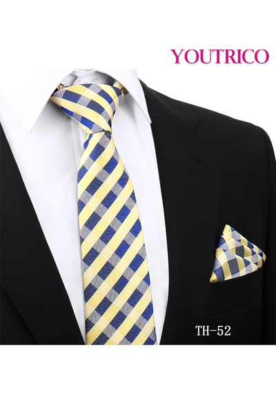 Youtrico Tie and Handkerchief Set-Artisanal Business 2PCS Handmade Formal Hanky Suit