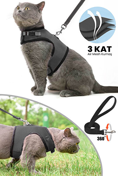 nefertiti cosmetic 3 Kat File Yeni Nesil Nefes Alabilen Kedi Göğüs Tasma 2'li...