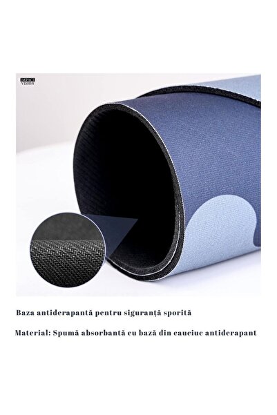 Impact Vision Non-Slip Bath Mat, Quick Drying, Oval, 58 x 38 cm, Blue / Grey, Impact Vision®