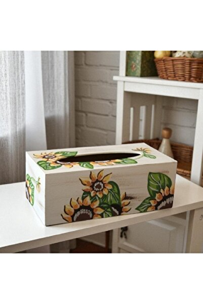 Decoratiuni Vintage Casa Retro Cutie din lemn pentru servetele, pictata manua...