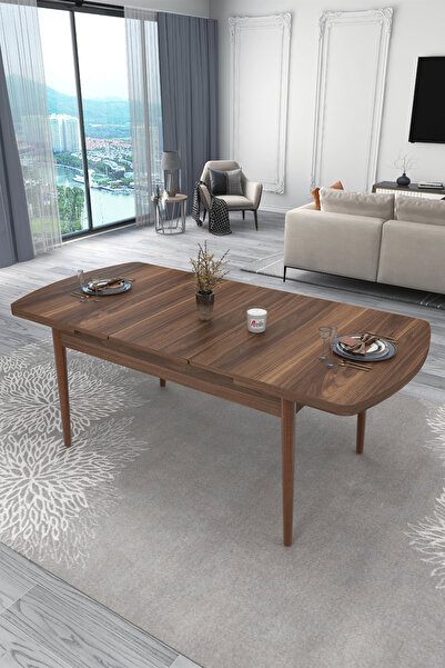 Renlife Masa Yemek Masası Mutfak Masası Açılır Masa 6 Kişilik Masa 80x130 (KEMAN CEVİZ)