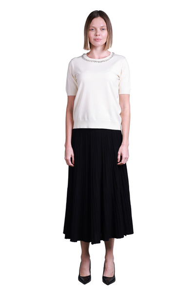 Sempre سترة نسائية بسيطة - أكمام قصيرة، تفاصيل حجرية، للاستخدام اليومي