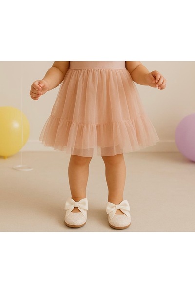 pinkchıld Girl's White Glitter Ballerina Ballet Shoes with Butterfly Bow