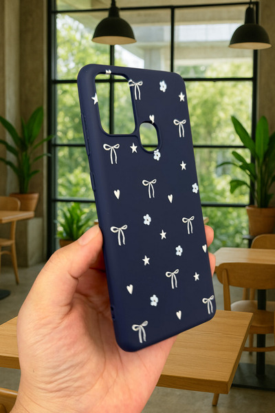 Vip Case Samsung Galaxy A21s Uyumlu Mini Fiyonk Desenli Silikon Darbe Emici Klasik Korumalı Rubber Kılıf 277