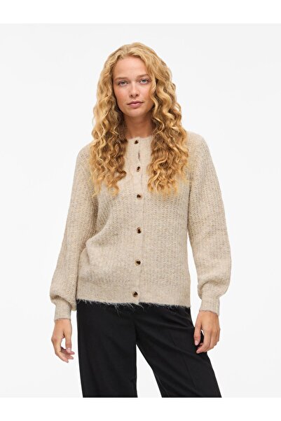 VILA Strickjacke VILAMPE Rundhals