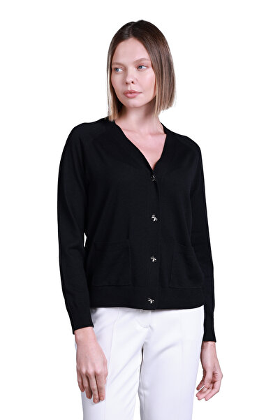 Sempre سترة نسائية بأكمام طويلة ورقبة على شكل حرف V - كاجوال وأنيقة للمكتب