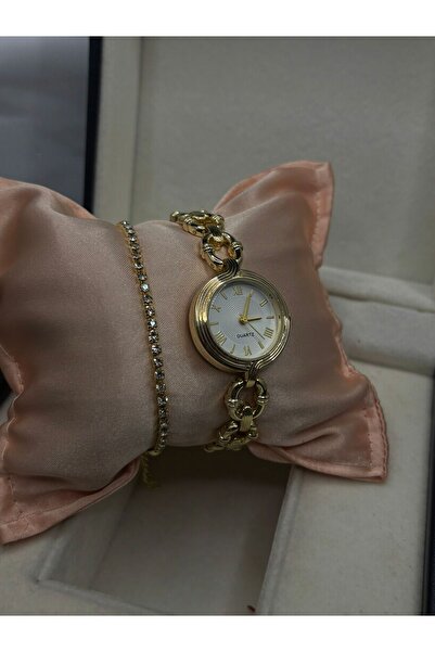 Brality Gold Round Case Roman Numeral Vintage Women's Wristwatch / Retro Seri...