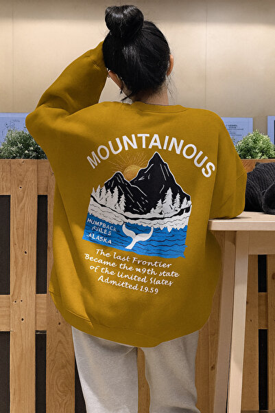 DM DOLCE MORE سويت شيرت مطبوع عليه جبال