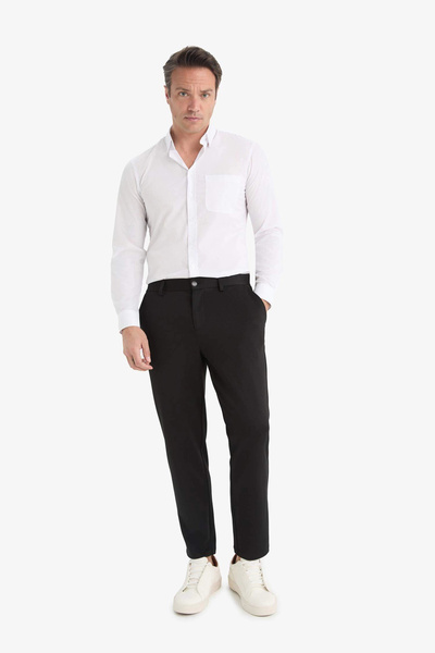 DeFacto T6317 Black Jogger Fit Pocketed Stretch Fabric Straight Leg Pants