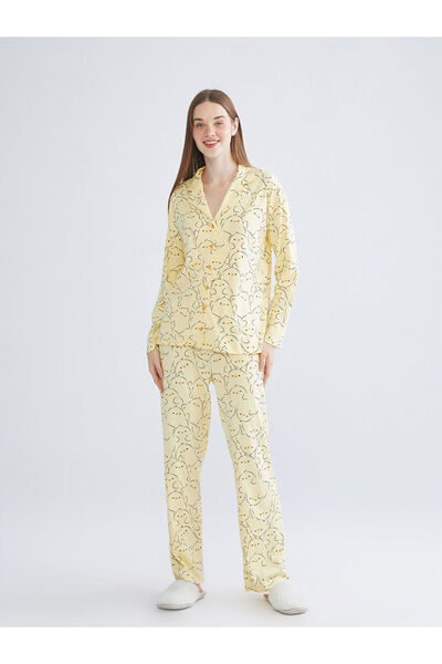 LC Waikiki New Season Shirt Collar Printed Women's Pajama Set