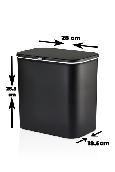 İndecor Houseware 15 Litre Fonksiyonel Kapaklı Banyo Ve Mutfak Tezgahüstü Çöp Kovası Dolap Ve Duvar Aparatlı 15 Lt.