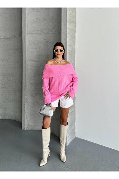ZF BUTİK Omzu Açık Katlamalı Kazak