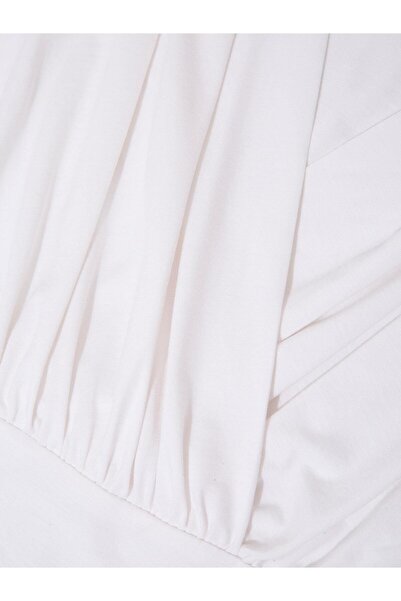 RİVUS V-Neck Gathered Long Sleeve Padded Bodysuit - White