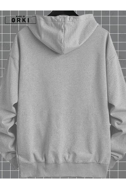 EFFRENATU Limited Edition Printed Gray Oversize Hooded Sweatshirt Hoodie