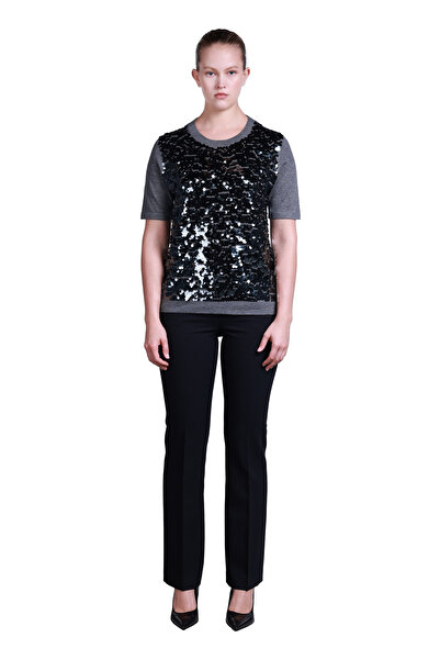 Sempre سترة نسائية قصيرة الأكمام مزينة بالترتر - مناسبة للارتداء اليومي والحفلات