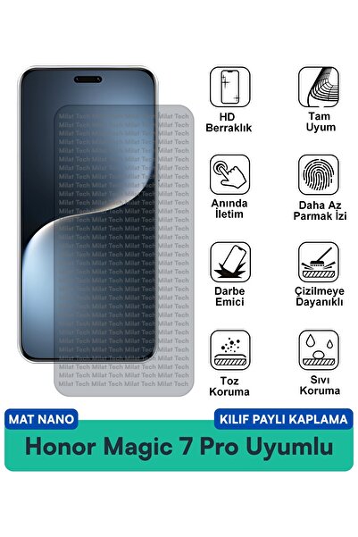Milat Tech Honor Magic 7 Pro Mat Nano Kılıf Uyumlu Ekran Koruma Filmi Çizilme...