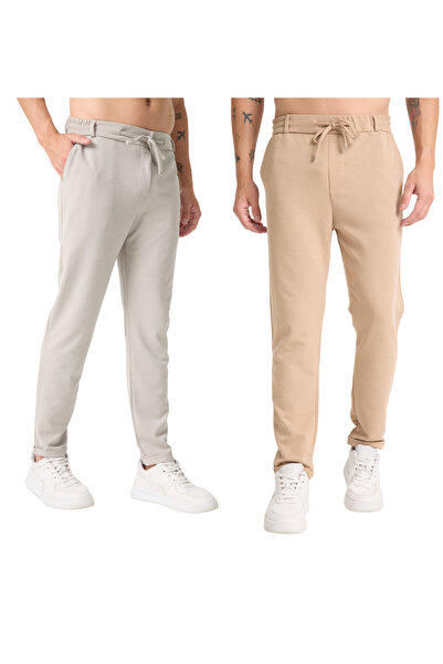 KAPHONE Men's Trousers Elastic Waist Lycra Folded Leg Jogger Style