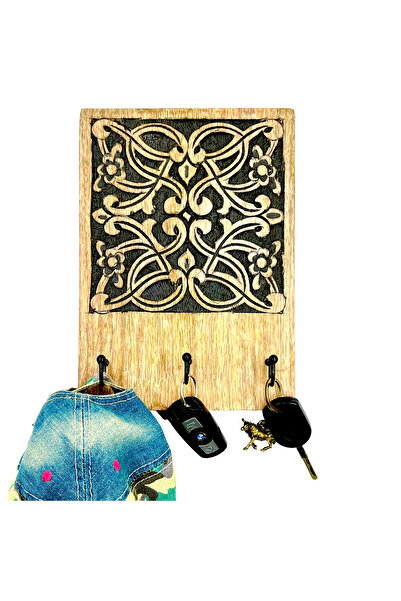 Souq DESIGNS حامل مفاتيح خشبي بخطافات معدنية - للحائط، خطافات مفاتيح، خطافات ...