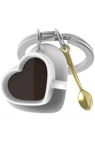 METAMORPHOSE سلسلة مفاتيح على شكل كوب على شكل قلب وملعقة شاي