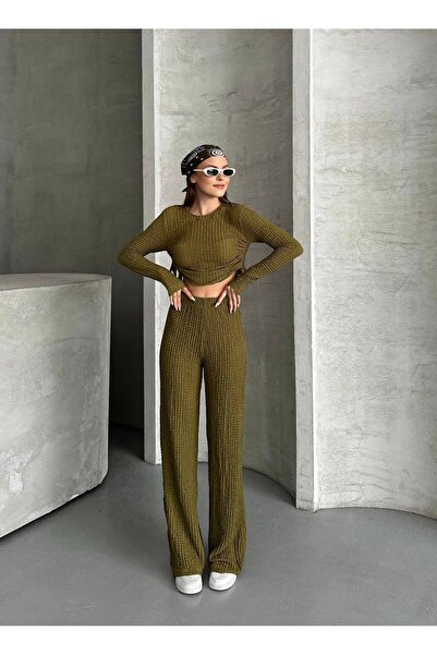 ZF BUTİK Beli Binding Detailed Lower Upper Gofre Suit (Set)