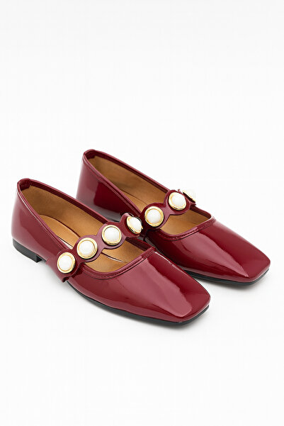 Giydim Gidiyor Lala İnci lakirana koža B Baletanke bordo crvena