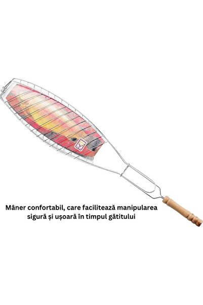 dalip Gratar Grill Inox pentru Peste, Flippy, cu Maner, de Dimensiuni Reduse, Usor de Transportat si Depoz