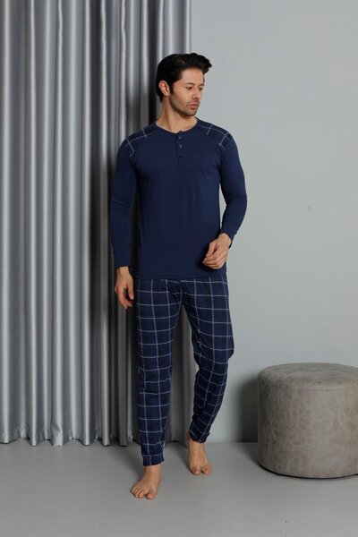 Mutlu City Ανδρικό σετ πιτζάμες από βαμβακερό λουράκι με λαιμόκοψη 6774
