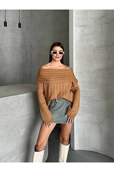 ZF BUTİK Omzu Open-Front Folded Sweater