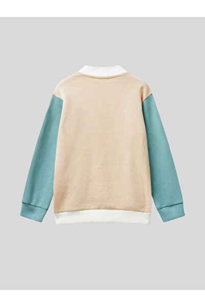 Benetton Girl's Zippered Sweatshirt 1-6 Years Old White