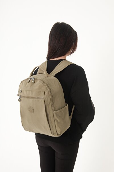 Sanmorris Multi-Pocket Women's Backpack Medium Size Casual Hv3059 Dark Beige