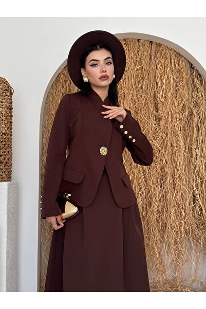 Lady Pixie Pocket Detailed Jacket Skirt Set