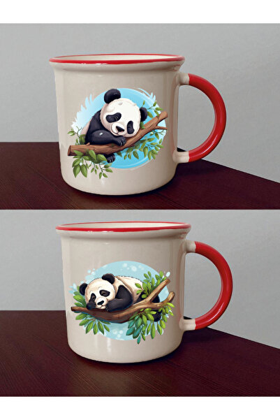 lili hediyelik كوب أحمر مطبوع عليه باندا على شكل شجرة - هدايا للحبيب، هدية من...