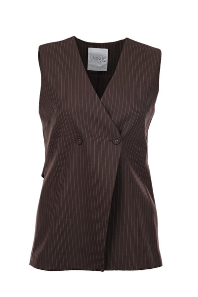 Unique fashion Unique Mode Minimalist V-Neck Sleeveless Midi Vest - Striped