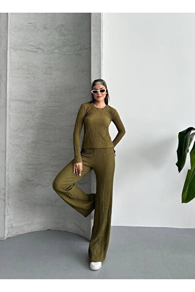 ZF BUTİK Beli Binding Detailed Lower Upper Gofre Suit (Set)