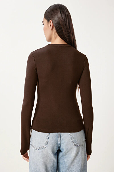 Bled Дамска черна блуза с дълъг ръкав и еластична материя, с мотив на велосипед и горчив кафе