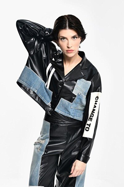 DQMANE DERİ DETAYLI GÖMLEK CEKET