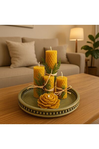 nolina flower 5 li balmumu set ve tabak