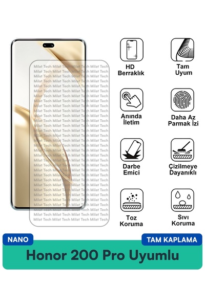 Milat Tech Honor 200 Pro Nano Ekran Koruma Filmi Kılıf Dostu Tasarım