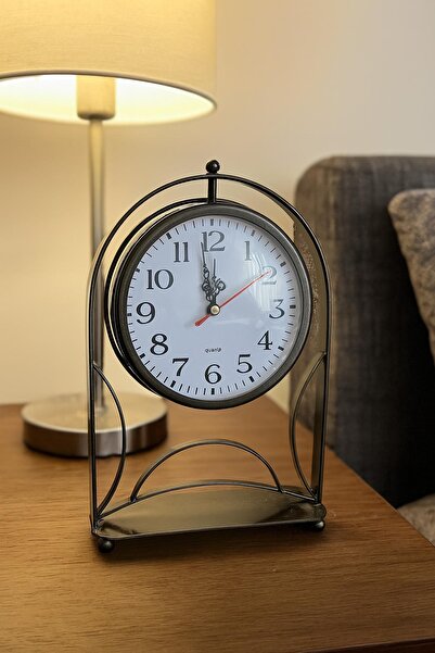 AZELON DEKORATİF EV OFİS METAL ESKİTME MASA SAATİ