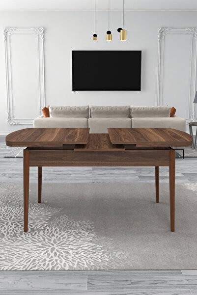 Renlife Masa Yemek Masası Mutfak Masası Açılır Masa 6 Kişilik Masa 80x130 (KEMAN CEVİZ)