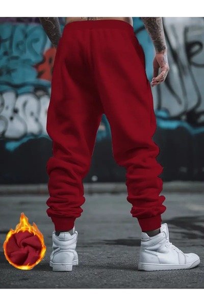 WOODROFFE Men's American Trend Usa Printed Red Gray Black Sweatpants Jogger