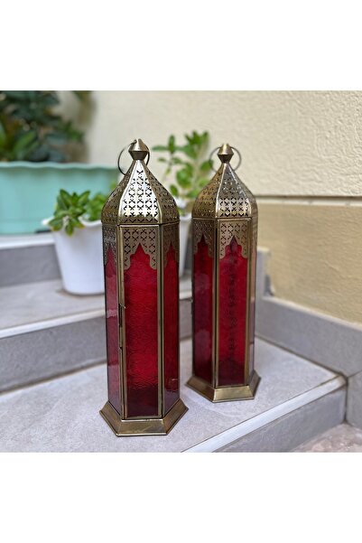 Souq DESIGNS Ramadan Lantern Large fanoos Arabic Moroccan Lanterns Gold Metal Lanterns 1 pc