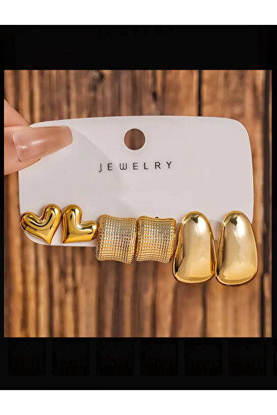 B.BOXED 3 lü küpe seti gold