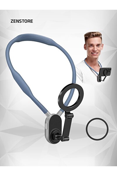 Zen Store حامل هاتف مغناطيسي للرقبة، حامل للهاتف المحمول حول الرقبة، حامل لالتقاط صور شخصية من منظور الشخص الأول/فيديو، هواتف بدون استخدام اليدين