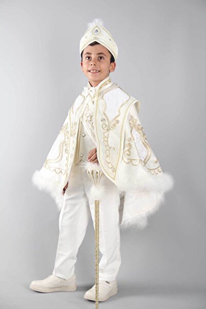 Osmanlı Sünnet Kıyafetleri Nakış İşlemeli İnci Pelerin Sünnet Takımı