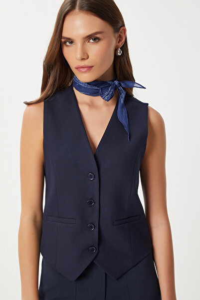 Lovelyİstanbul Buttoned Polyviscon Vest Lgp0019 Dark Blue