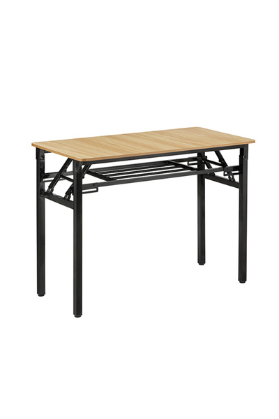 Lawazim Folding Table Double Layer 80x40cm - Desk with Shelf Wooden Top and Iron Frame