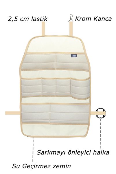 Bod Ecolux Series Taytüyü Car Auto Seat Back Storage Organizer In-Car Organizer Beige