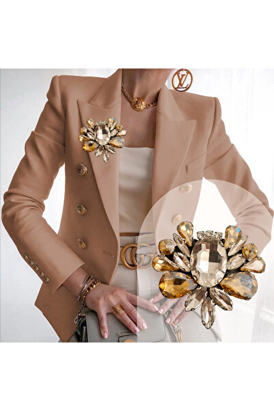 pegu baby collection GOLD-GÜMÜŞ RENK ZİRKON TAŞLI EL YAPIMI ,YAKA BROŞ,YAKA Ç...